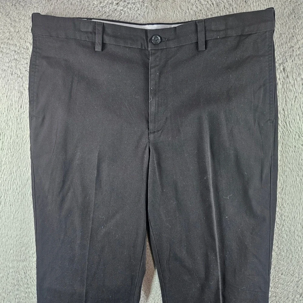 Savane Ultimate Performance Chino Mens 34x32 Black Flat Front Stretch Pants‎ NEW
